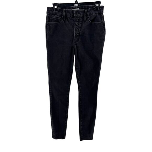 Good American Black 307 High Rise Button Fly Skinny Jeans Size 4/27 - Picture 1 of 4